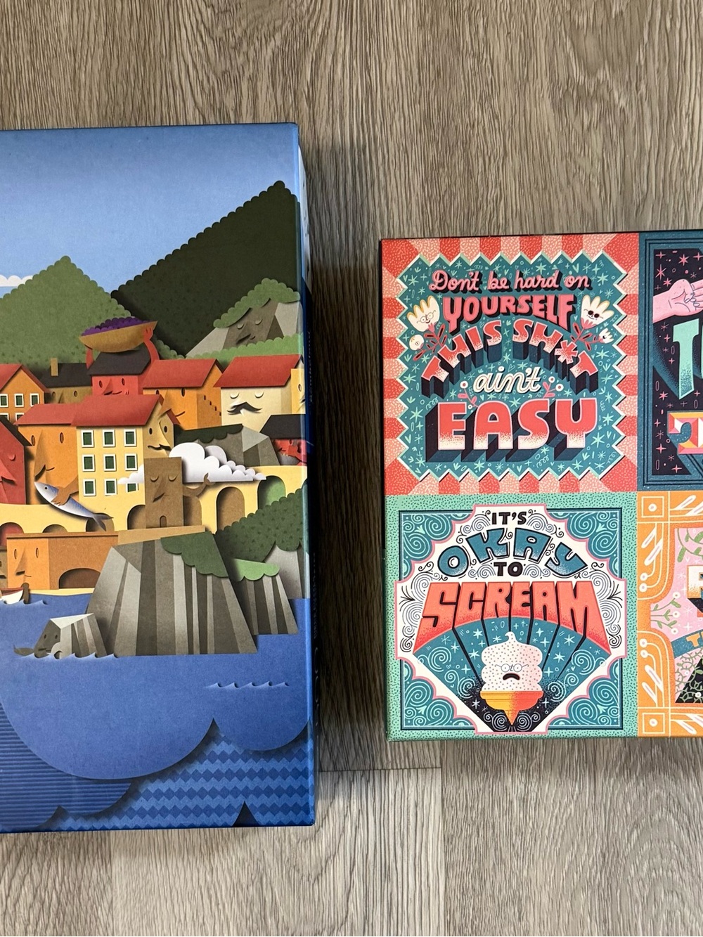 Galison Life Lessons & Fred Le Cinque Terre Bomboland 500 Piece Puzzles Complete